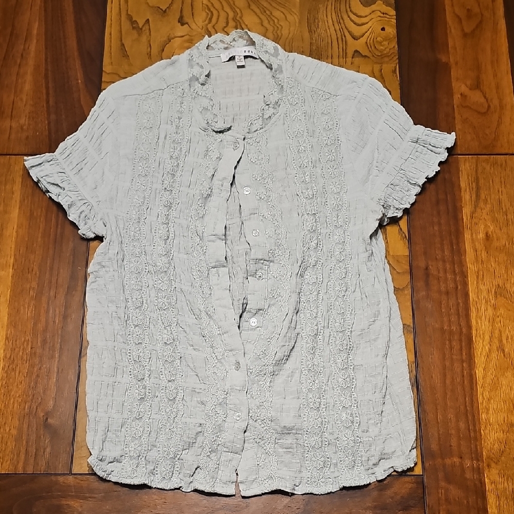 Baltic Born Sage Green Textured Button-Up Blouse